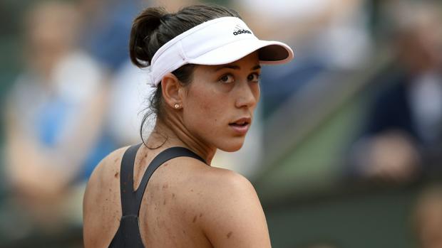 Garbiñe Muguruza, durante un partido en el reciente Roland Garros