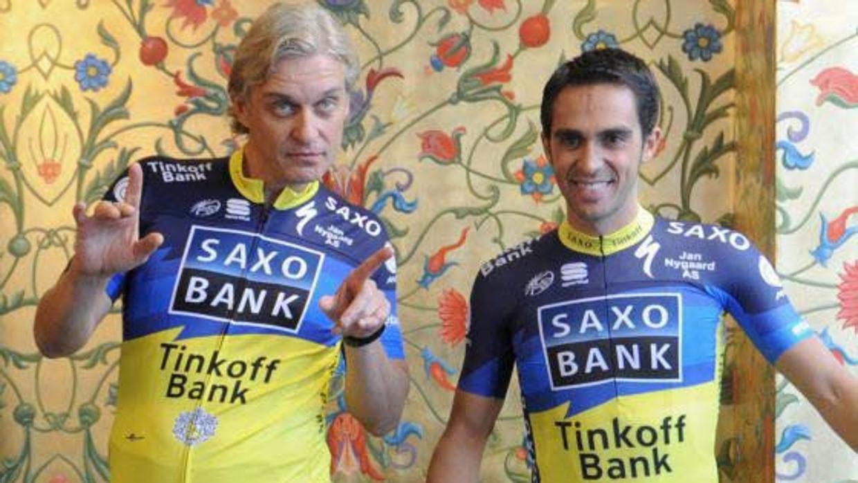 Oleg Tinkov y Alberto Contador, en la época en la que el de Pinto corría en su equipo