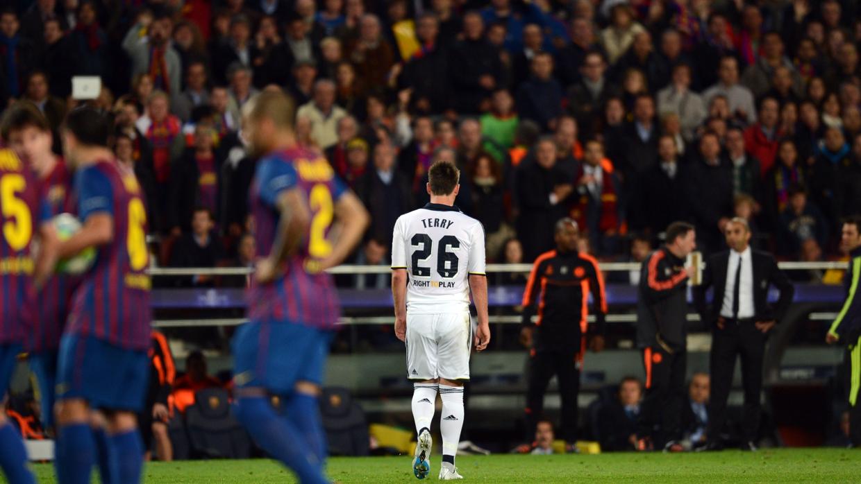 Joh Terry durante un partido de Champions contra el Barcelona.