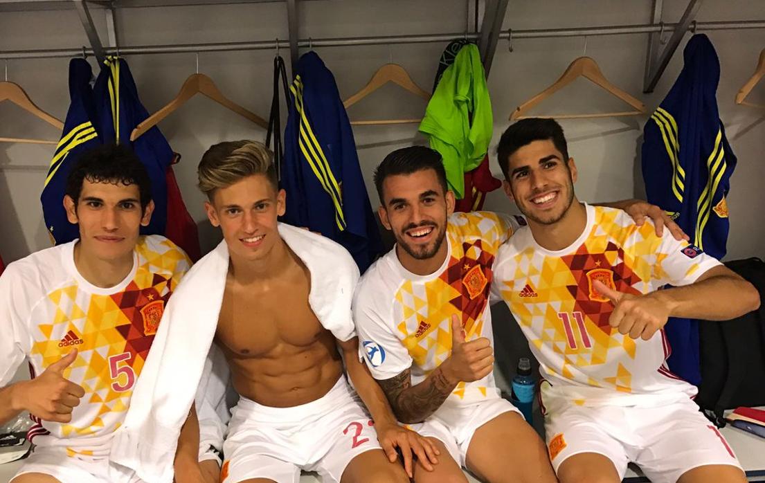 Jesús Vallejo, Marcos Llorente, Dani Ceballos y Marco Asensio con la selección española