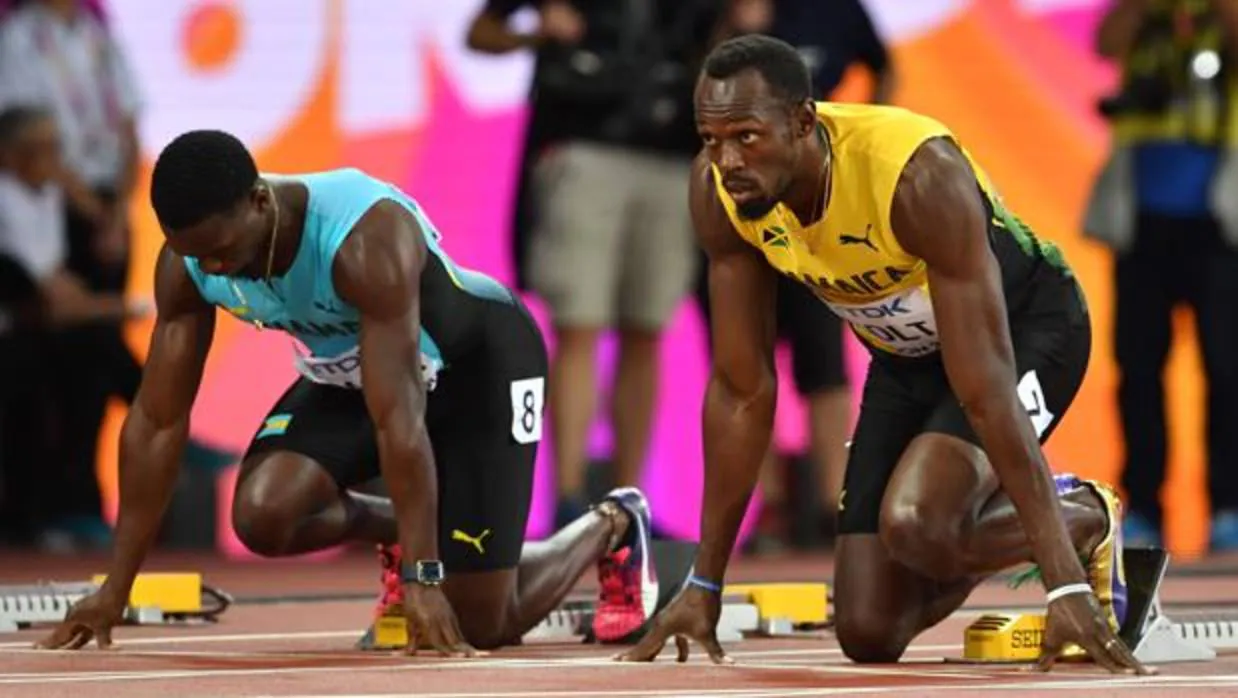 Bolt, en su posición de salida
