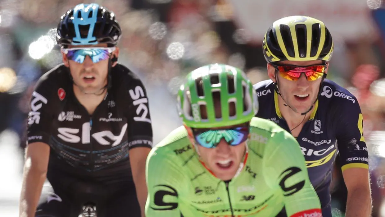 Michael Woods (verde), en la tercera etapa de la Vuelta a España