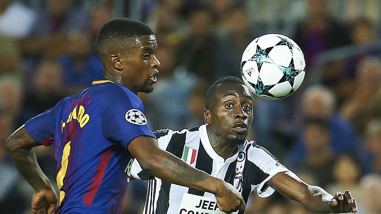 Nelson Semedo durante una acción defensiva en el partido del Barcelona ante la Juventus