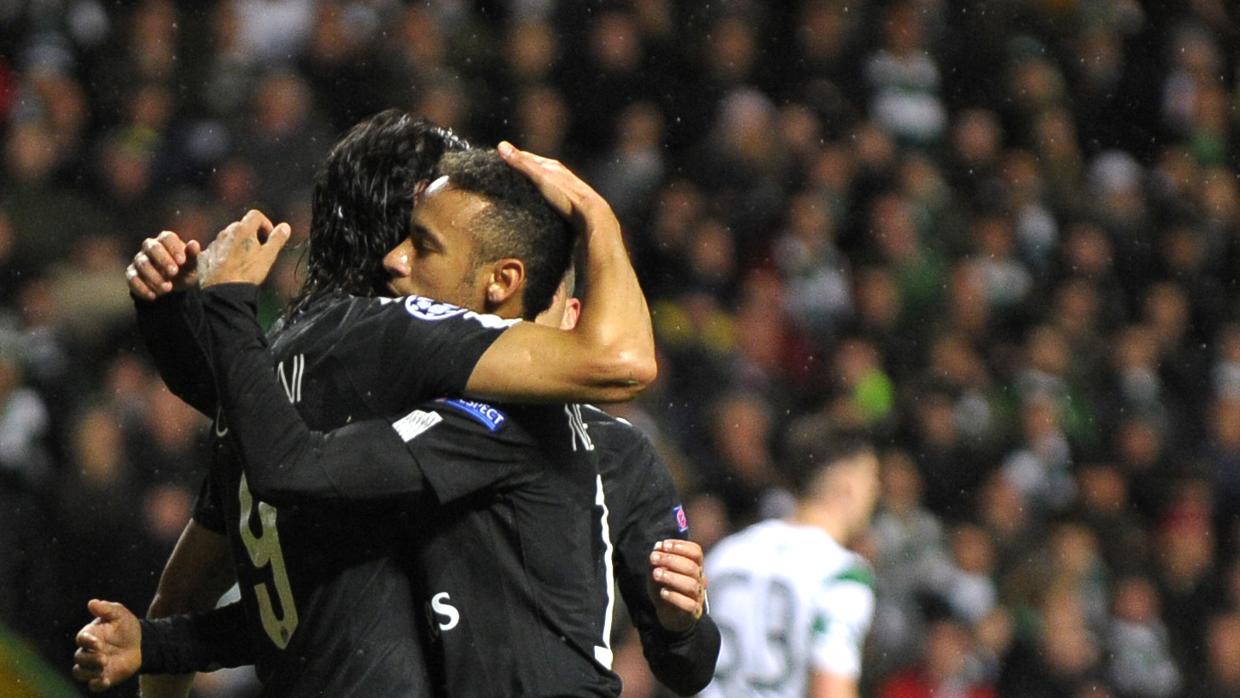 Cavani y Neymar en el partido del PSG frente al Celtic Glasgow
