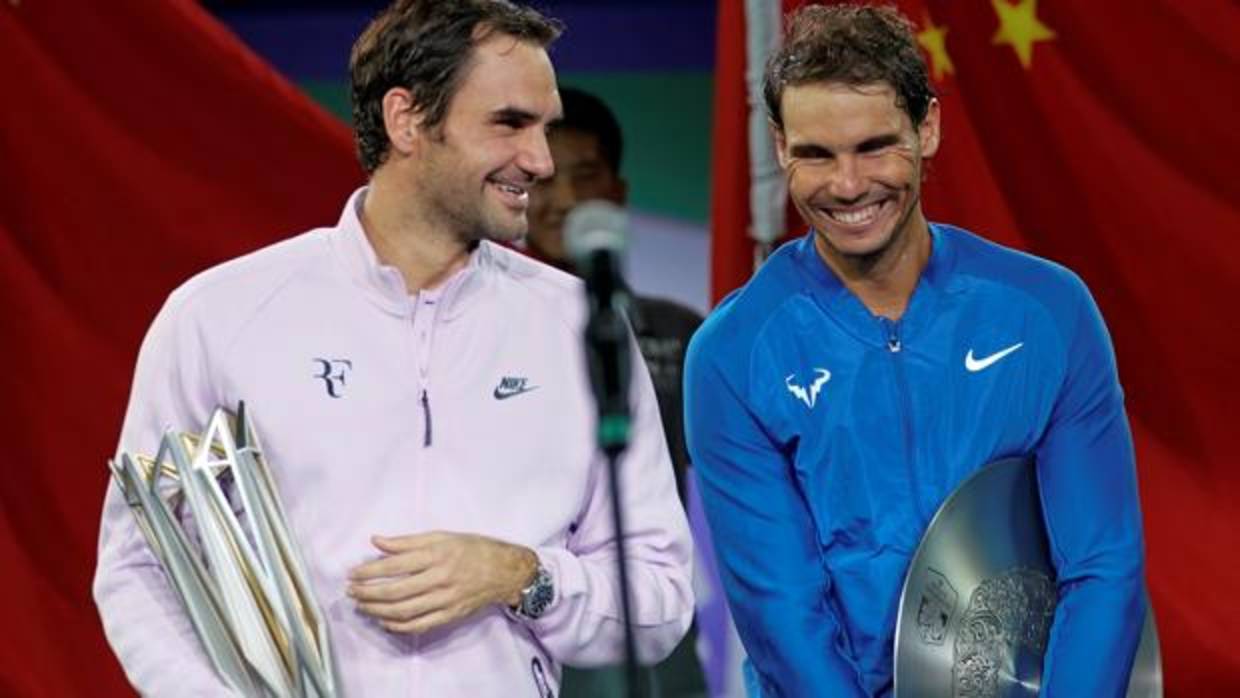 Federer y Nadal, en la entrega de premios de Shanghai