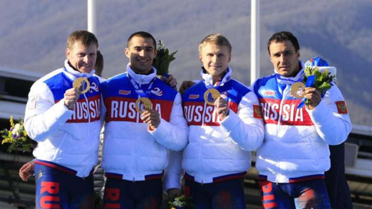 Zubkov, Trunenkov y Negodailo, durante los Juegos de Sochi