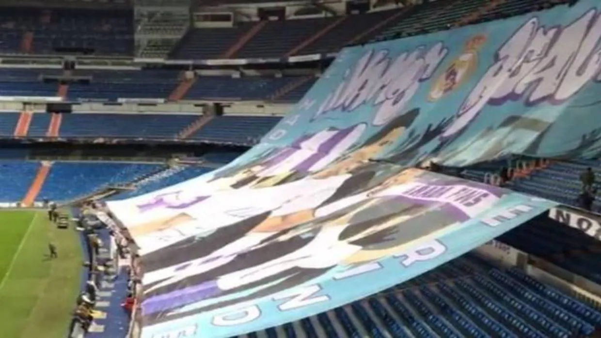 «Vamos Real» junto con un dibujo de Rafa Nadal, el mosaico del Real Madrid