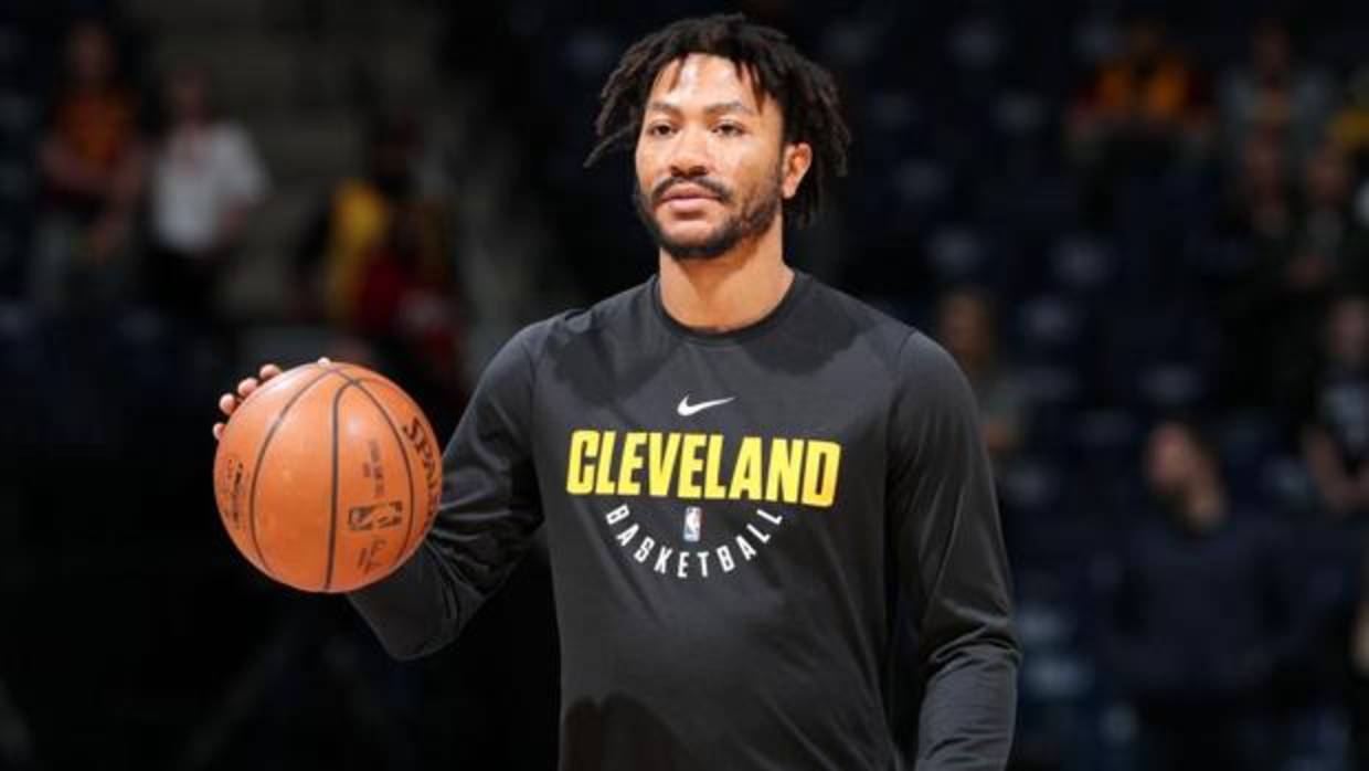 Derrick Rose, durante un entrenamiento de los Cavaliers