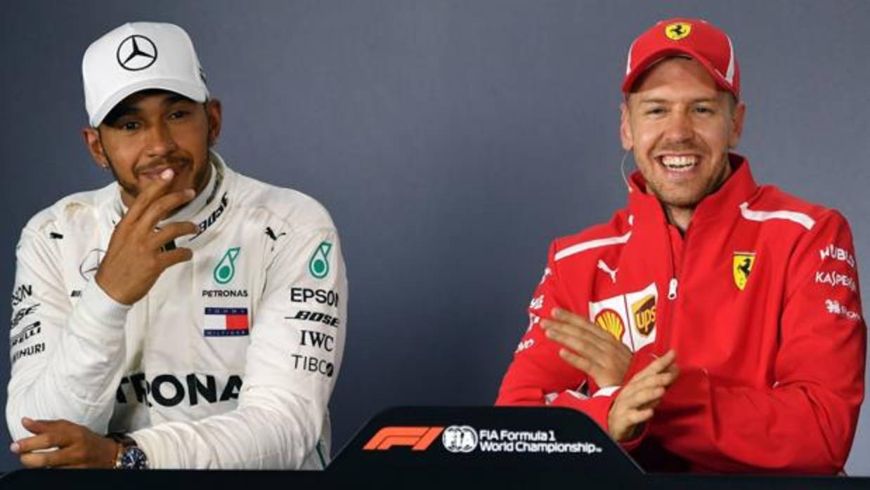 Hamilton y Vettel en sala de prensa