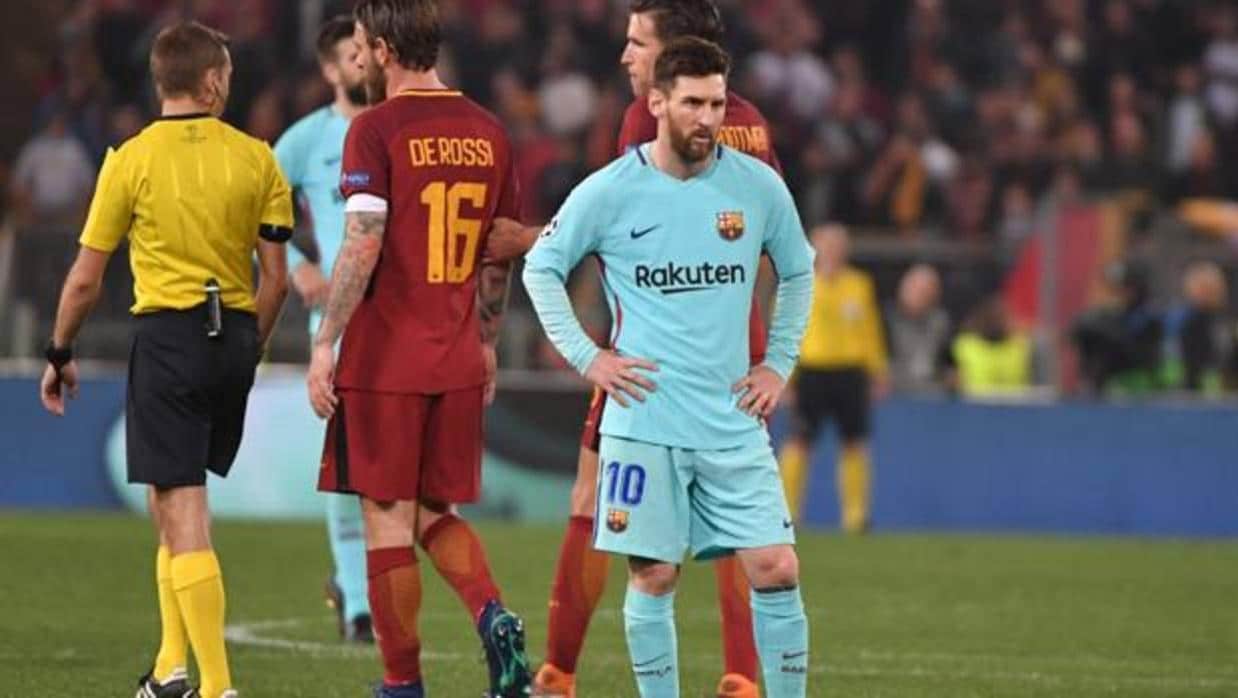 Messi, desolado tras caer eliminado en el Olímpico de Roma