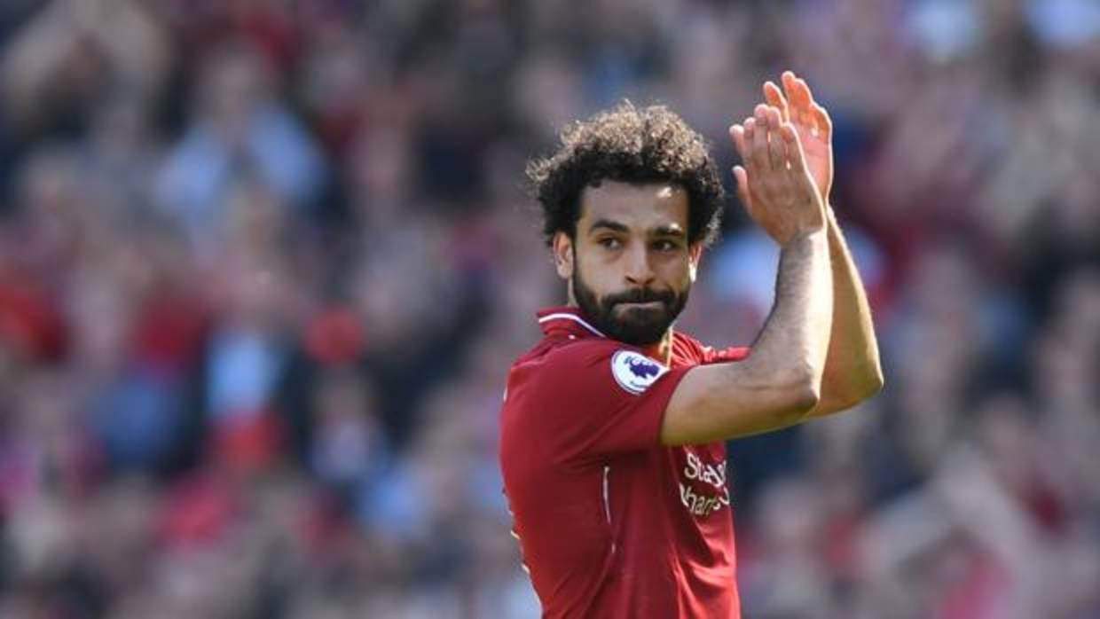 Salah durante un partido con el Liverpool