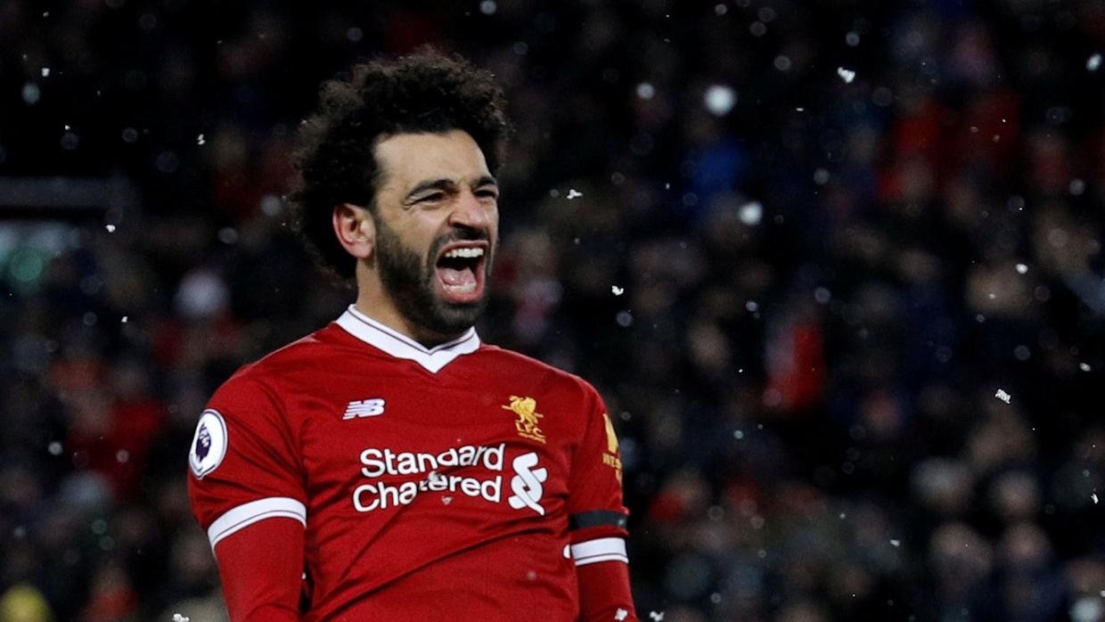 Mohamed Salah celebra un gol en un partido de la Europa League