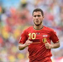 Hazard durante un partido en el Mundial de Brasil de 2014