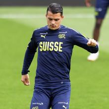 Xhaka, en un entrenamiento con Suiza