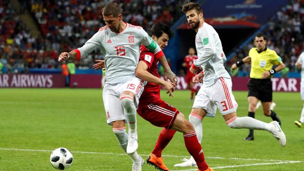 España, durante el partido contra Irán en el Mundial de Rusia 2018