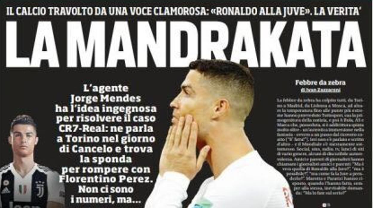 Portada del diario italiano «Corriere dello Sport»