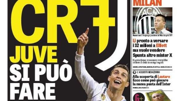 Cristiano, portada de los medios italianos