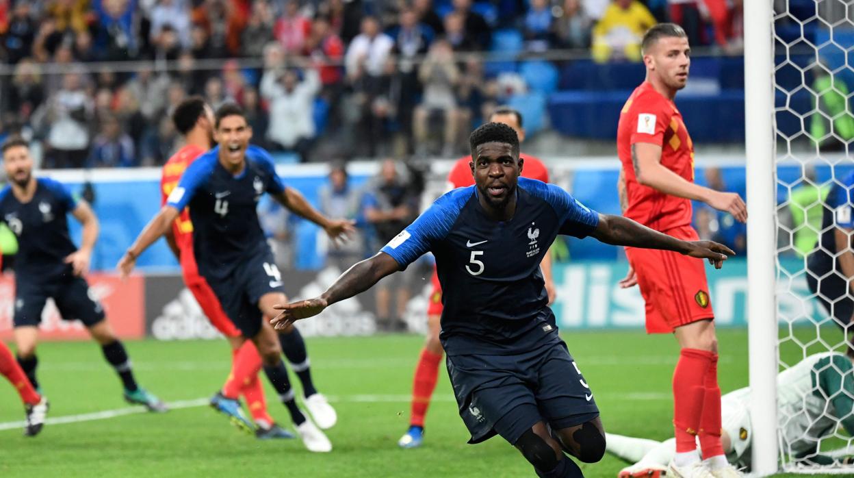 Samuel Umtiti celebra el gol marcado ante Bélgica en semifinales