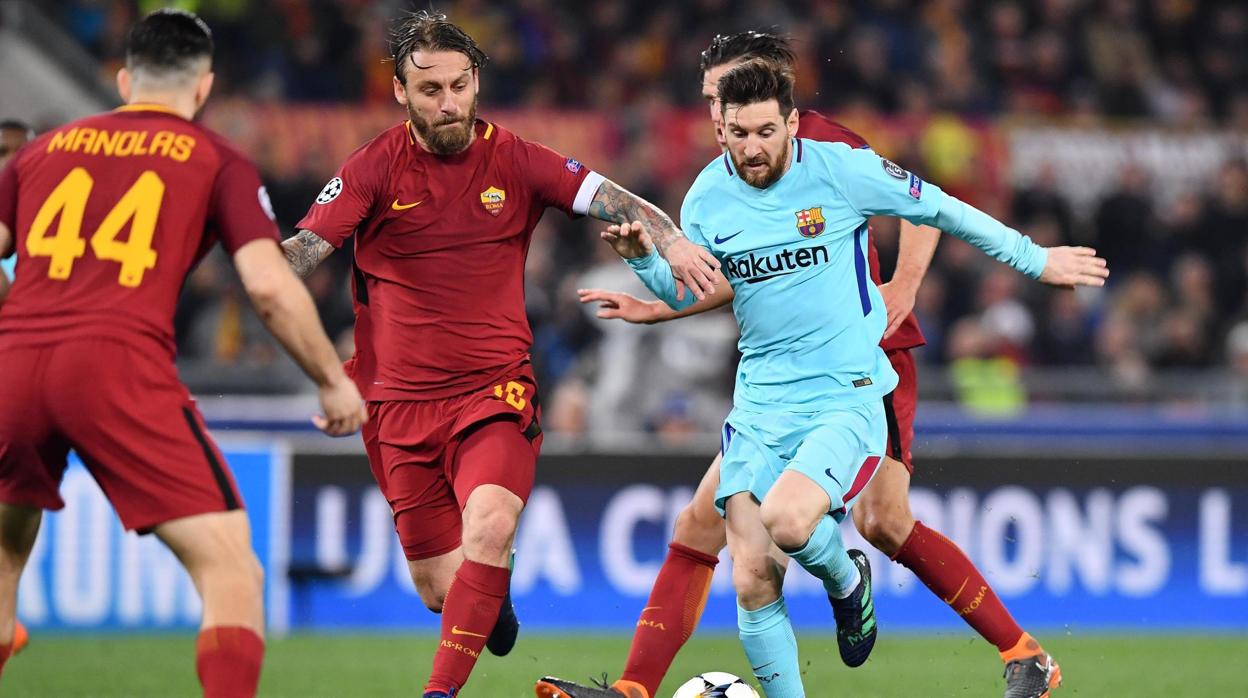 Messi en el partido de Champions League que enfrentó al Barcelona contra la Roma