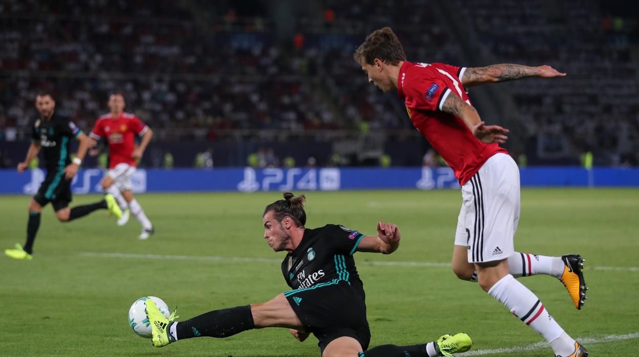 Gareth Bale en el partido de la Supercopa de Europa del año pasado entre el Real Madrid y el Manchester United