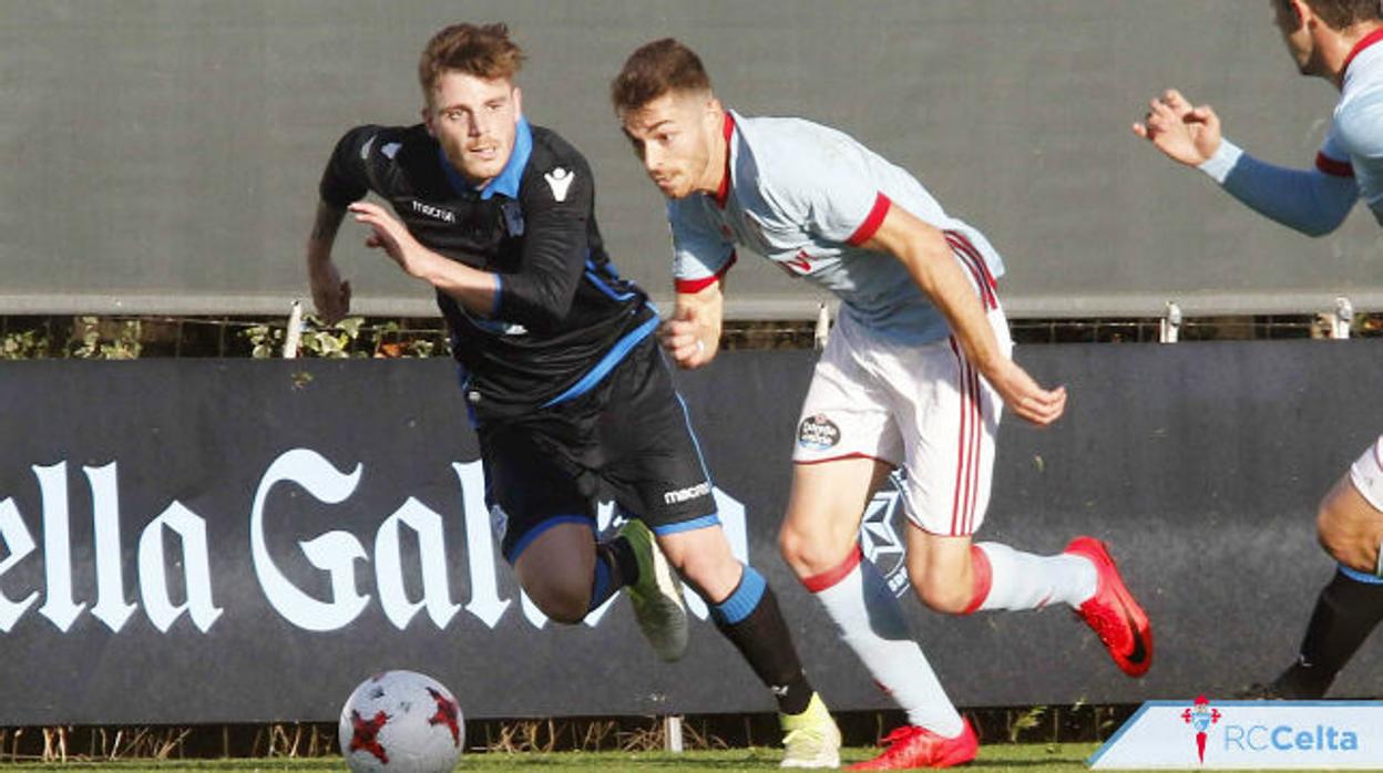 Juan Hernández en un partido con el Celta B