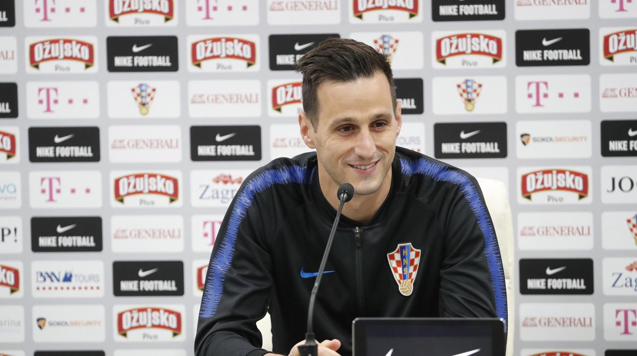 Kalinic, en una rueda de prensa con la selección de Croacia