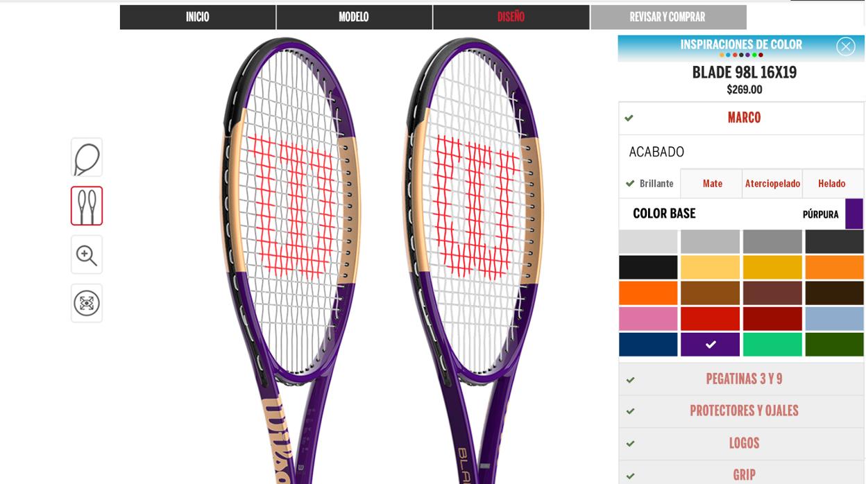 Imagen de la herramienta para personalizar la raqueta
