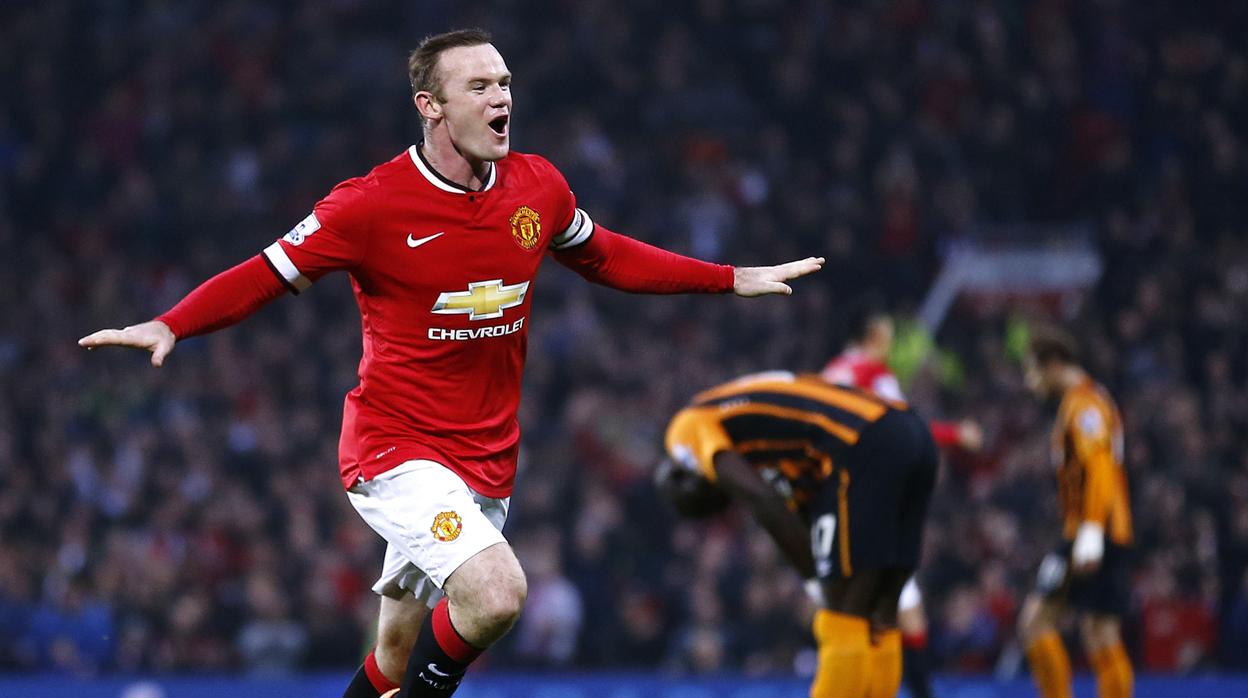 Wayne Rooney celebrando uno uno de sus goles en su etapa con el Manchester United