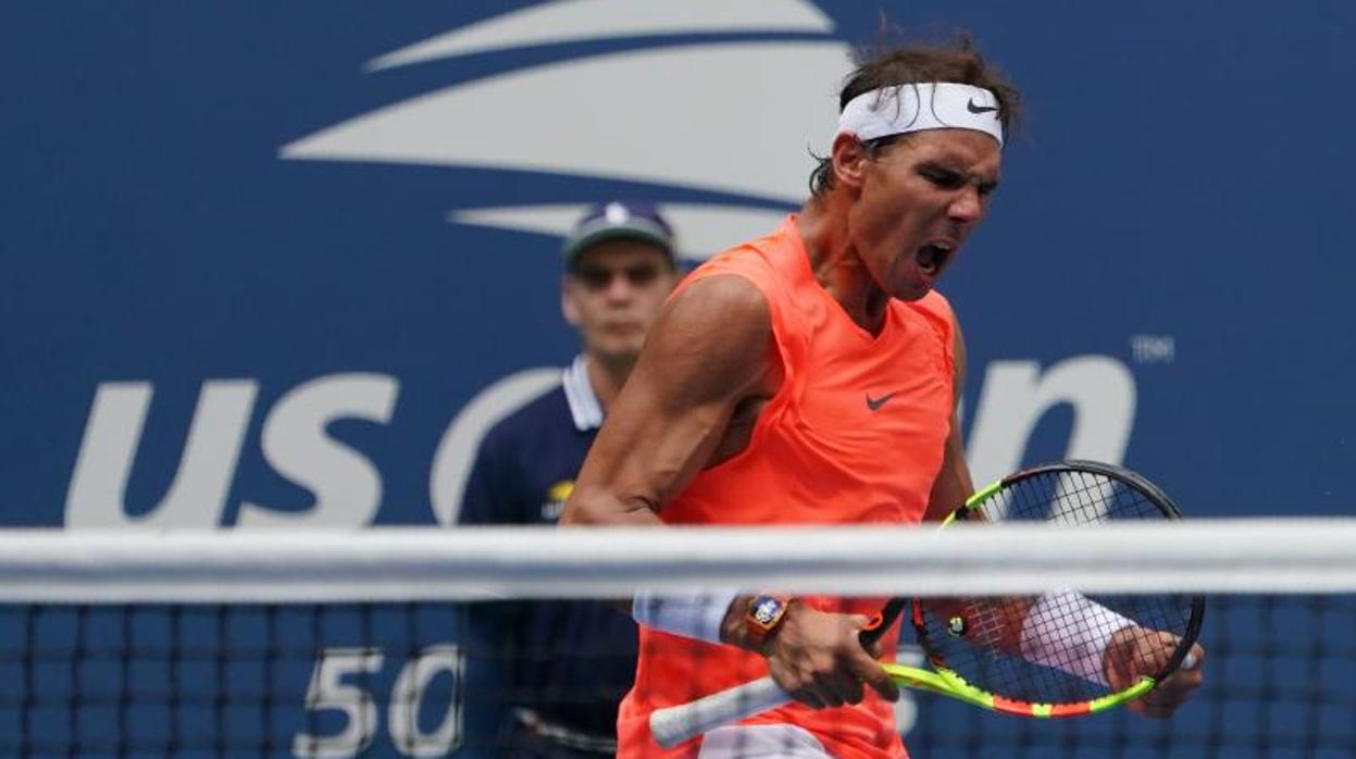 Rafa Nadal celebra la victoria ante Basilashvili en el US Open