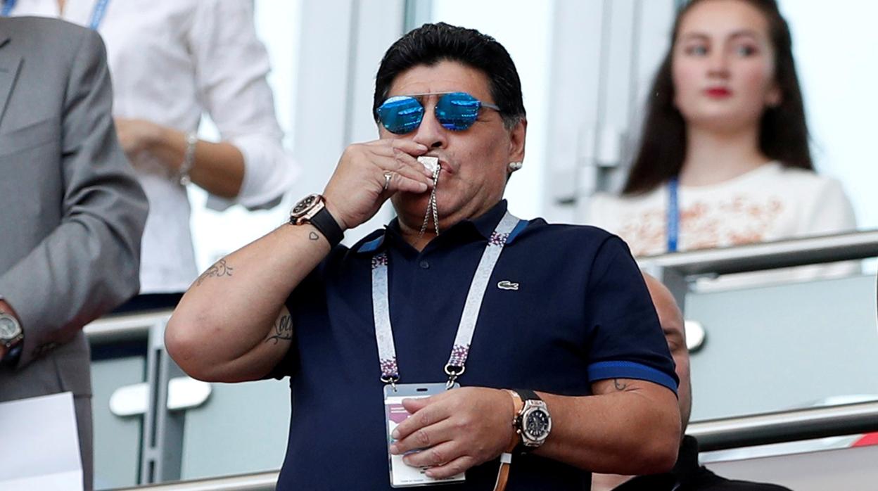 Diego Armando Maradona durante el Mundial de Rusia