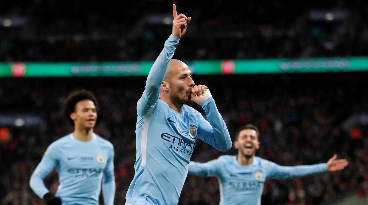 David Silva celebra un gol en un partido de la Premier League