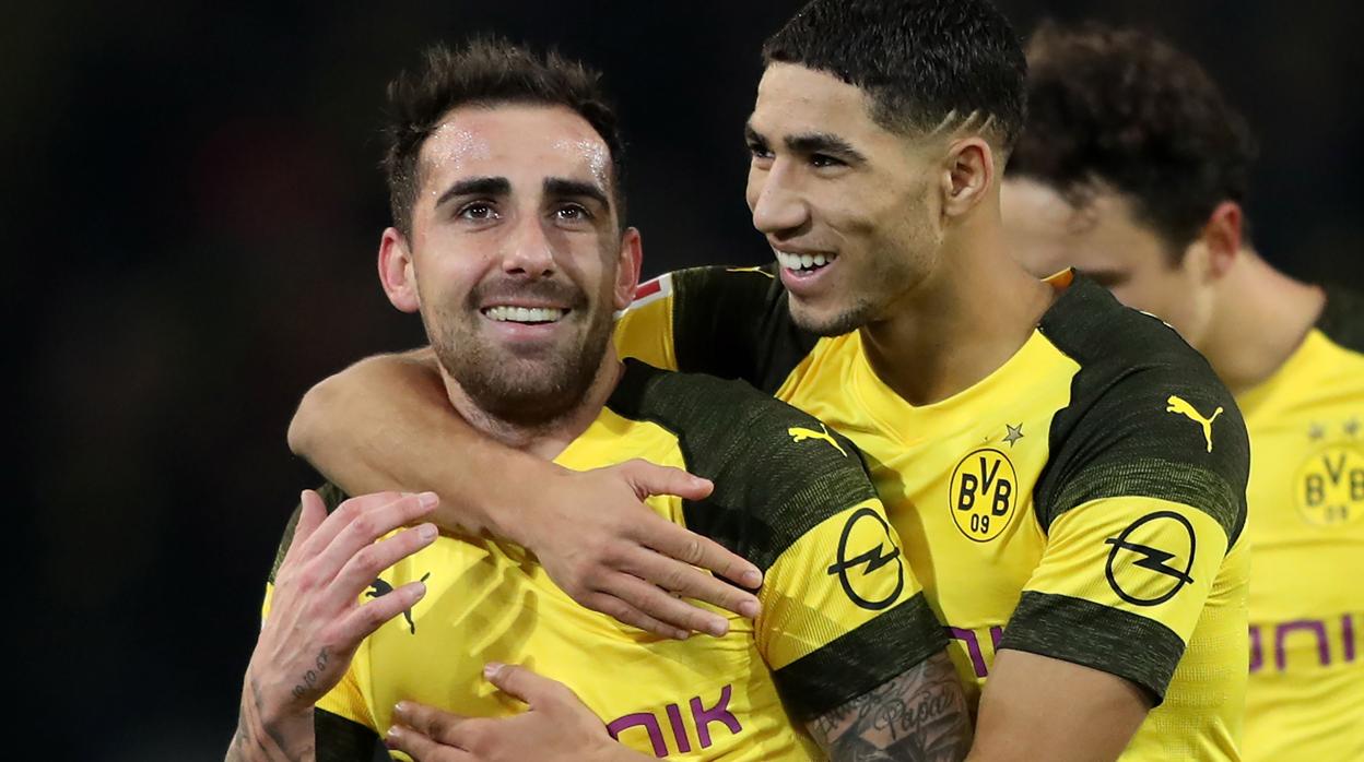 Paco Alcácer celebra su último gol con el Borussia Dortmund