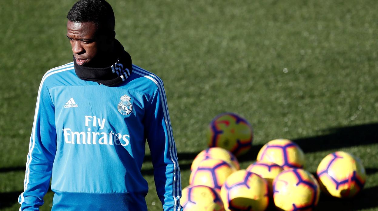 Vinicius, en un entrenamiento del Real Madrid