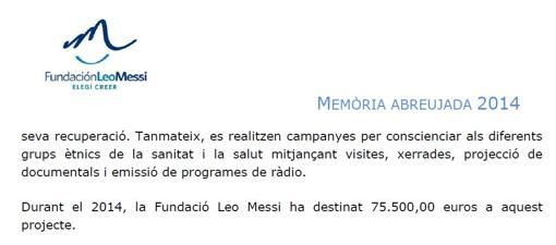 Memoria de actividades de la Fundación Leo Messi de año 2014 (página 5)