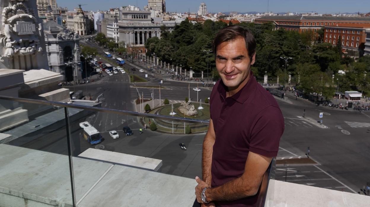 Federer, ayer, en el Ayuntamiento de Madrid