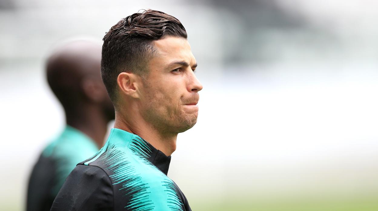 Cristiano Ronaldo en el entrenamiento del pasado miércoles