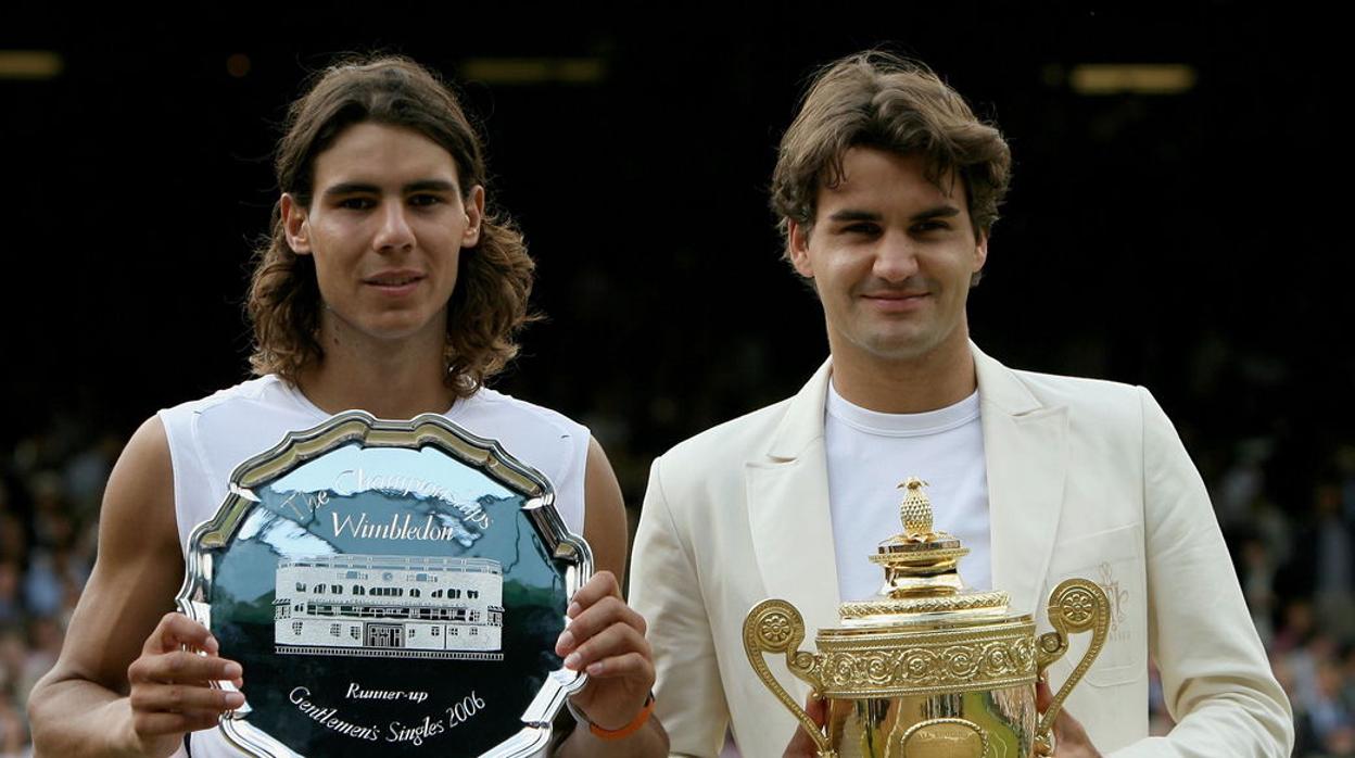 Nadal y Federer, en la final de Wimbledon 2006