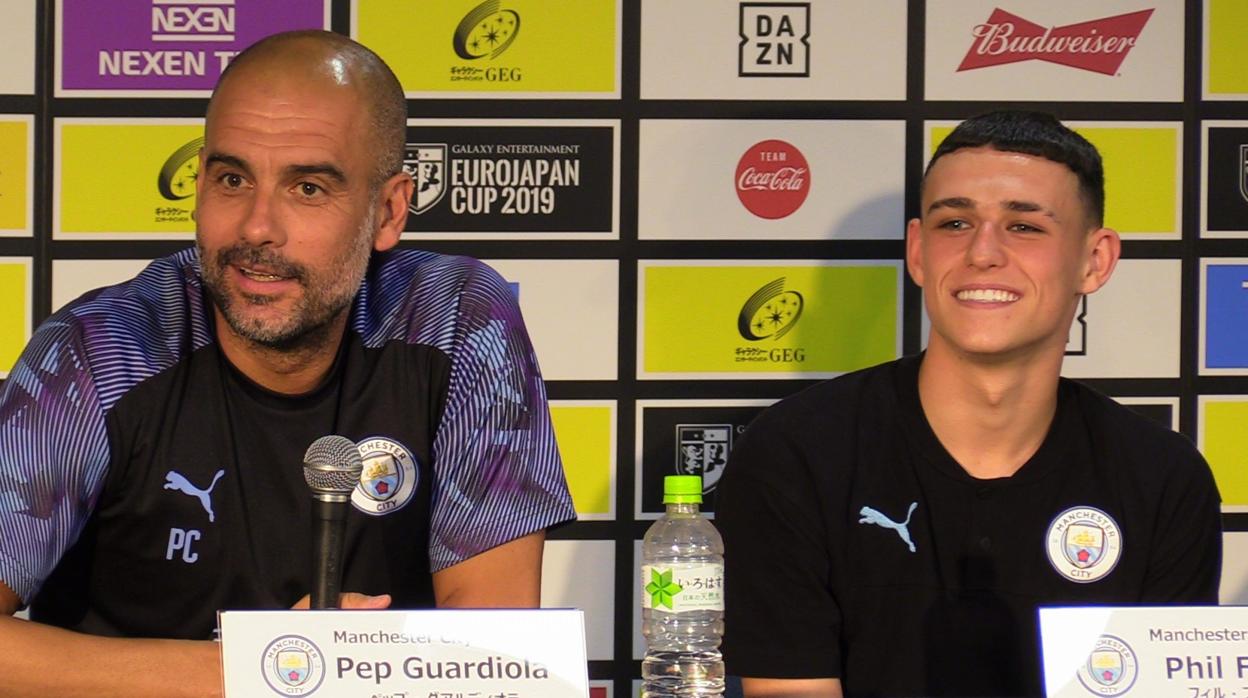 Guardiola, en rueda de prensa junto a Foden