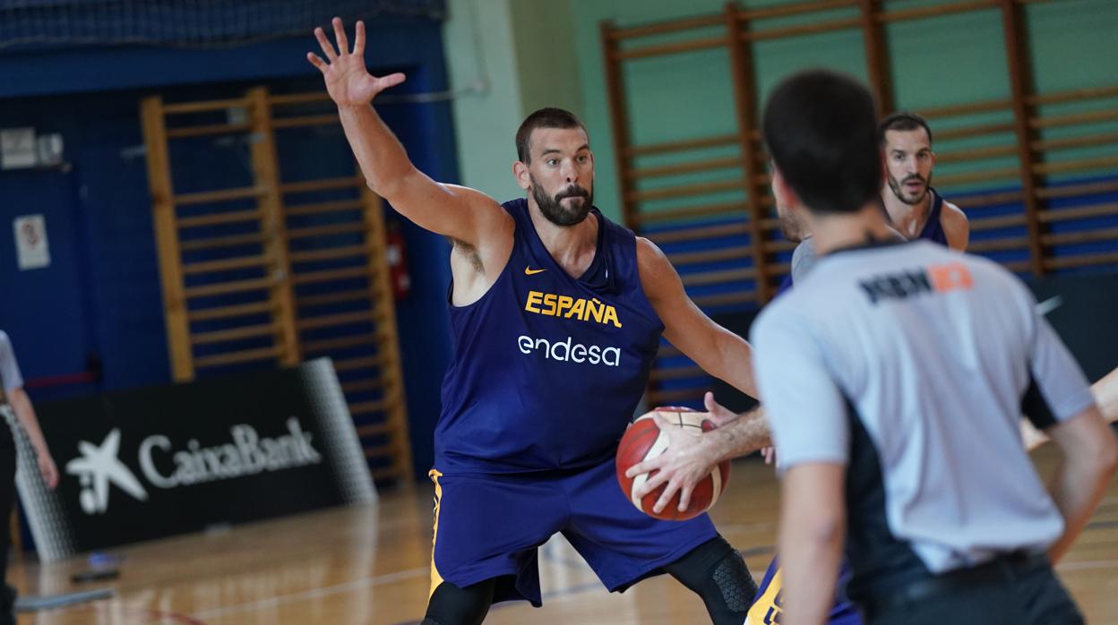 Marc Gasol, durante un entrenamiento de la selección