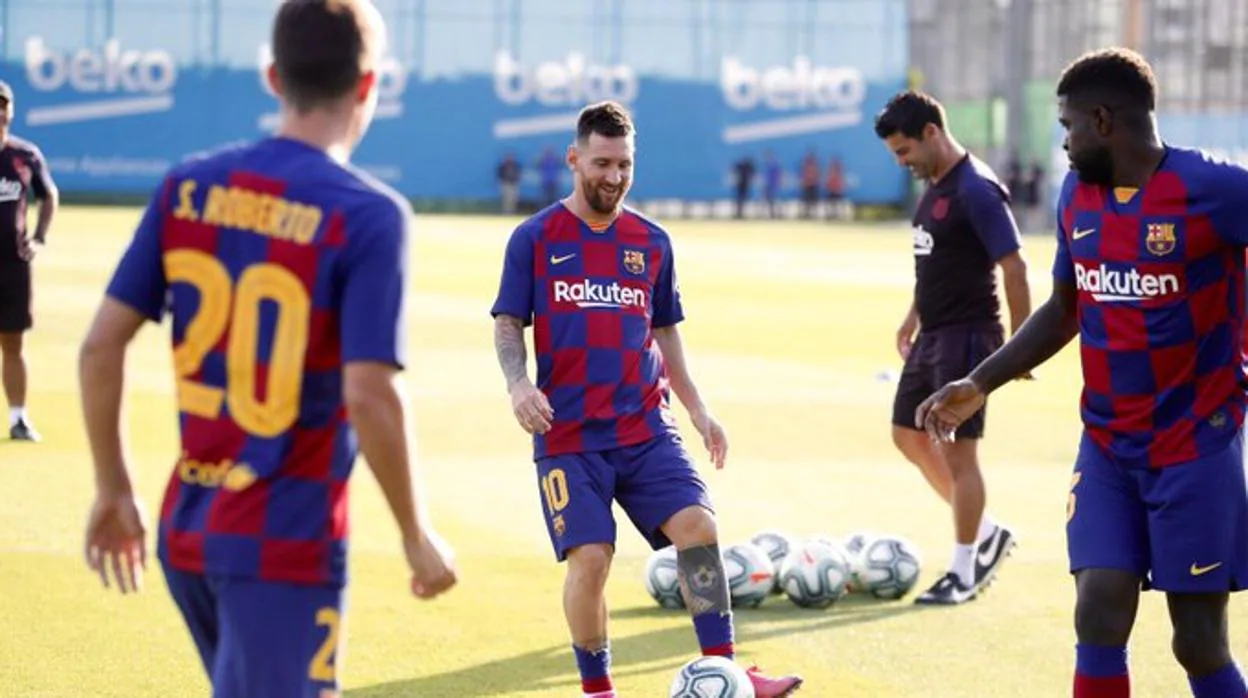 Messi, durante el entrenamiento