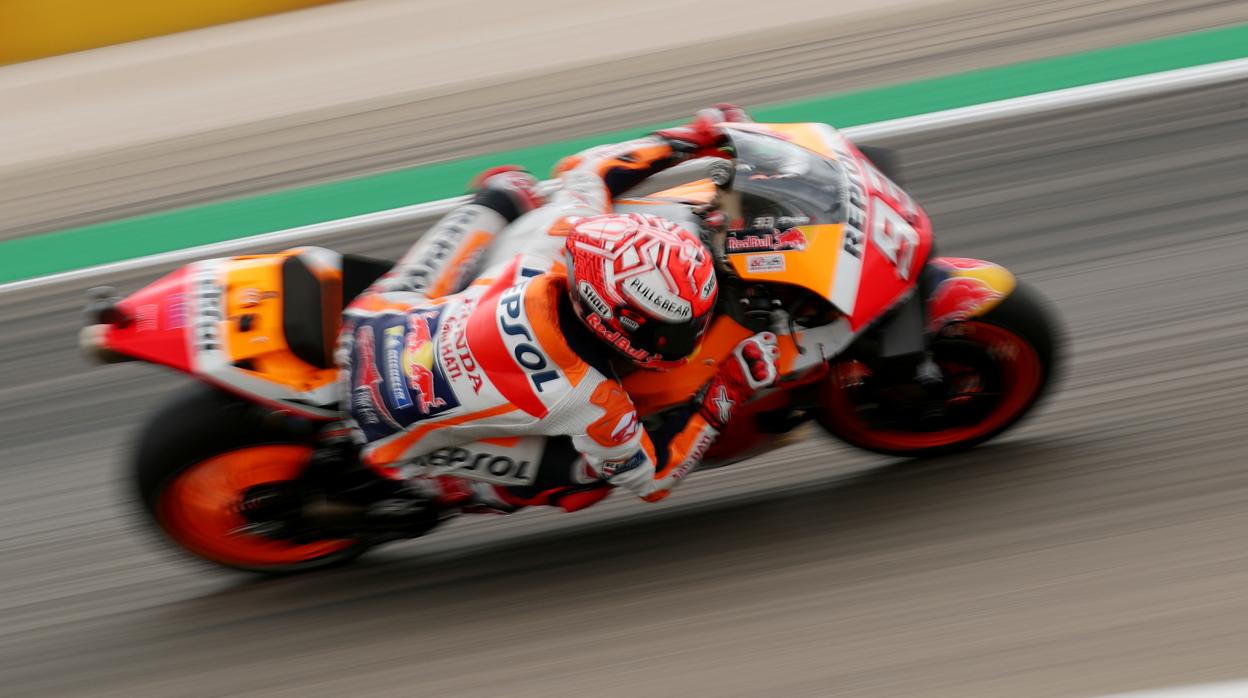 Marc Márquez, durante la carrera en Aragón