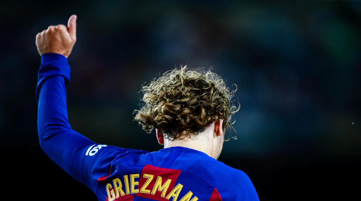 Griezmann celebra el gol que le marcó al Villarreal