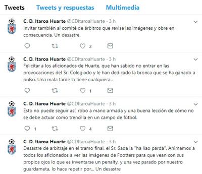 Los mensajes lanzados desde la cuenta del Itaroa Huarte