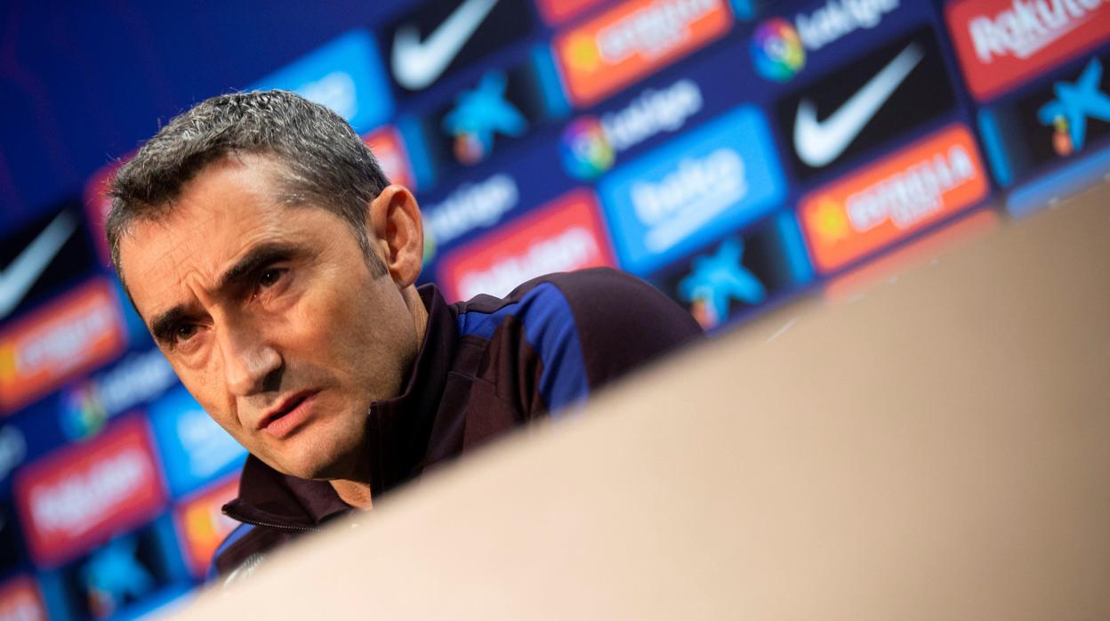 Ernesto Valverde durante la rueda de prensa antes del último entrenamiento previo al partido ante el Valladolid