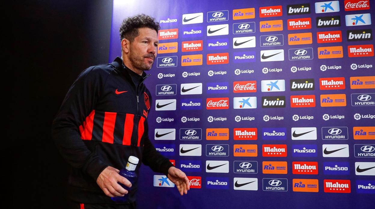 Diego Simeone, esta mañana en la sala de prensa en la previa del Betis-Atlético