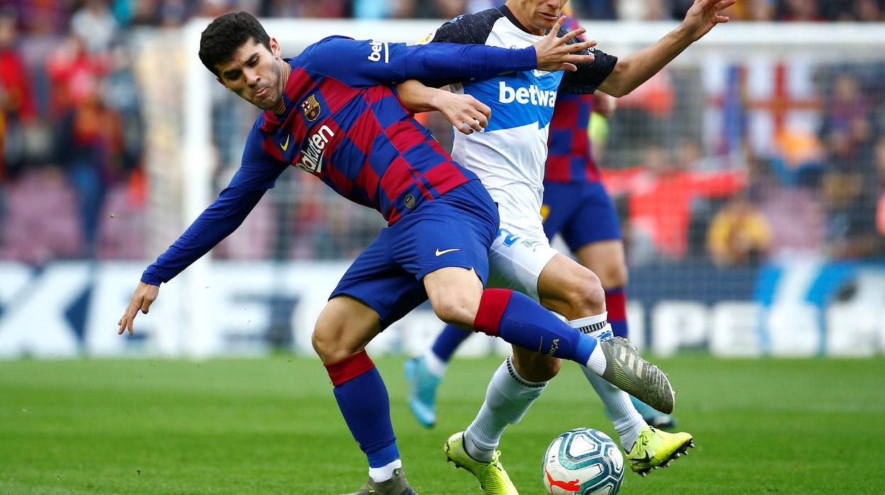 Aleñá, en un partido del Barça