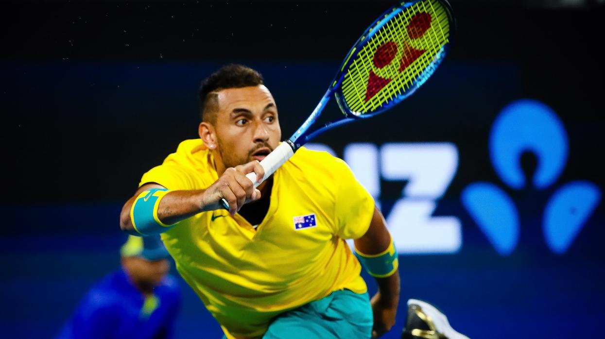 Kyrgios, durante su partido contra Tsitsipas