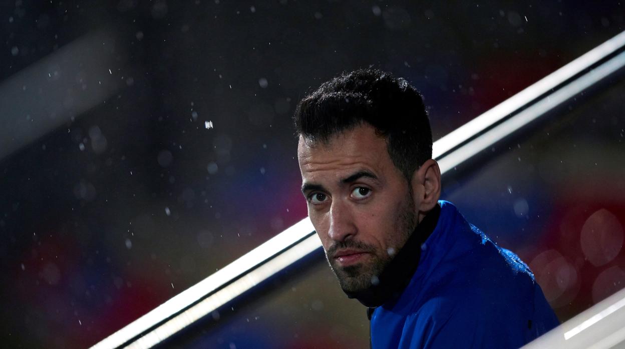 Busquets durante un entrenamiento del Barcelona