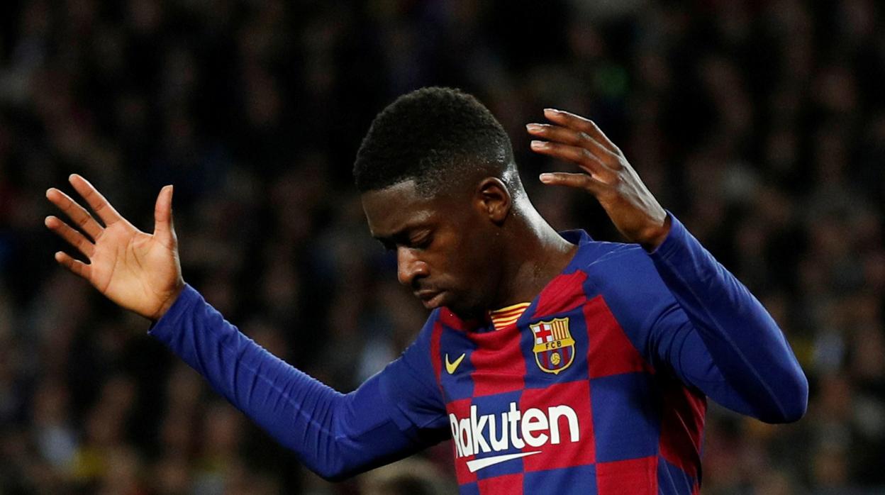 Ousmane Dembélé durante un partido con el Barcelona