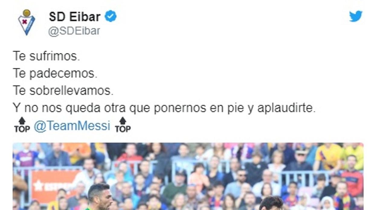 El halago del Eibar a Leo Messi que aplauden las redes